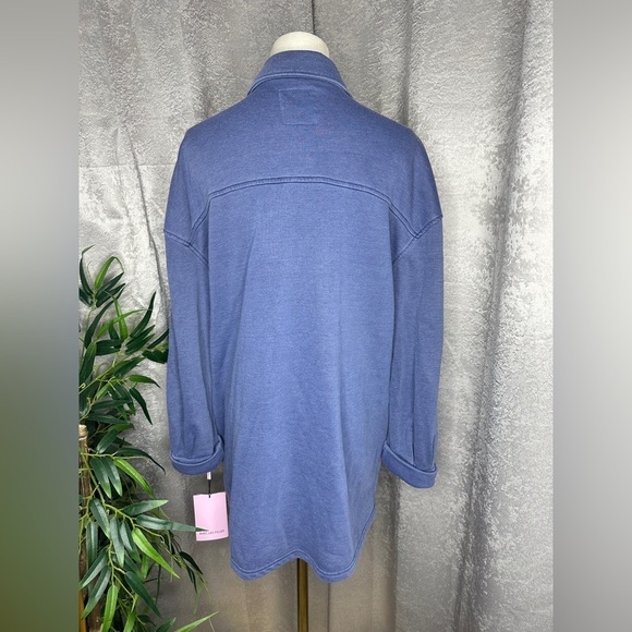 NWT Avec Les Filles Women’s Oversized Button-Down Jacket Blue Sz M - Picture 8 of 12